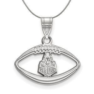 Sterling Silver Purdue Football Logo Pendant Necklace - 16 Inch